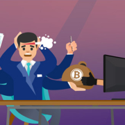 cartoon of ransomware breach with hand taking bag of money out of computer screen