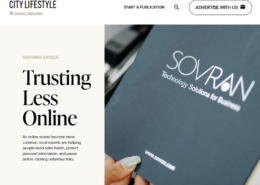 A screenshot of Eagan City Lifestyle Magazine’s online article “Trusting Less Online”.