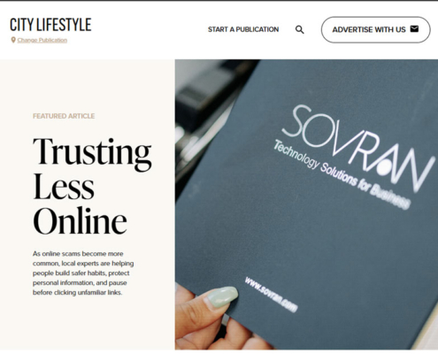 A screenshot of Eagan City Lifestyle Magazine’s online article “Trusting Less Online”.